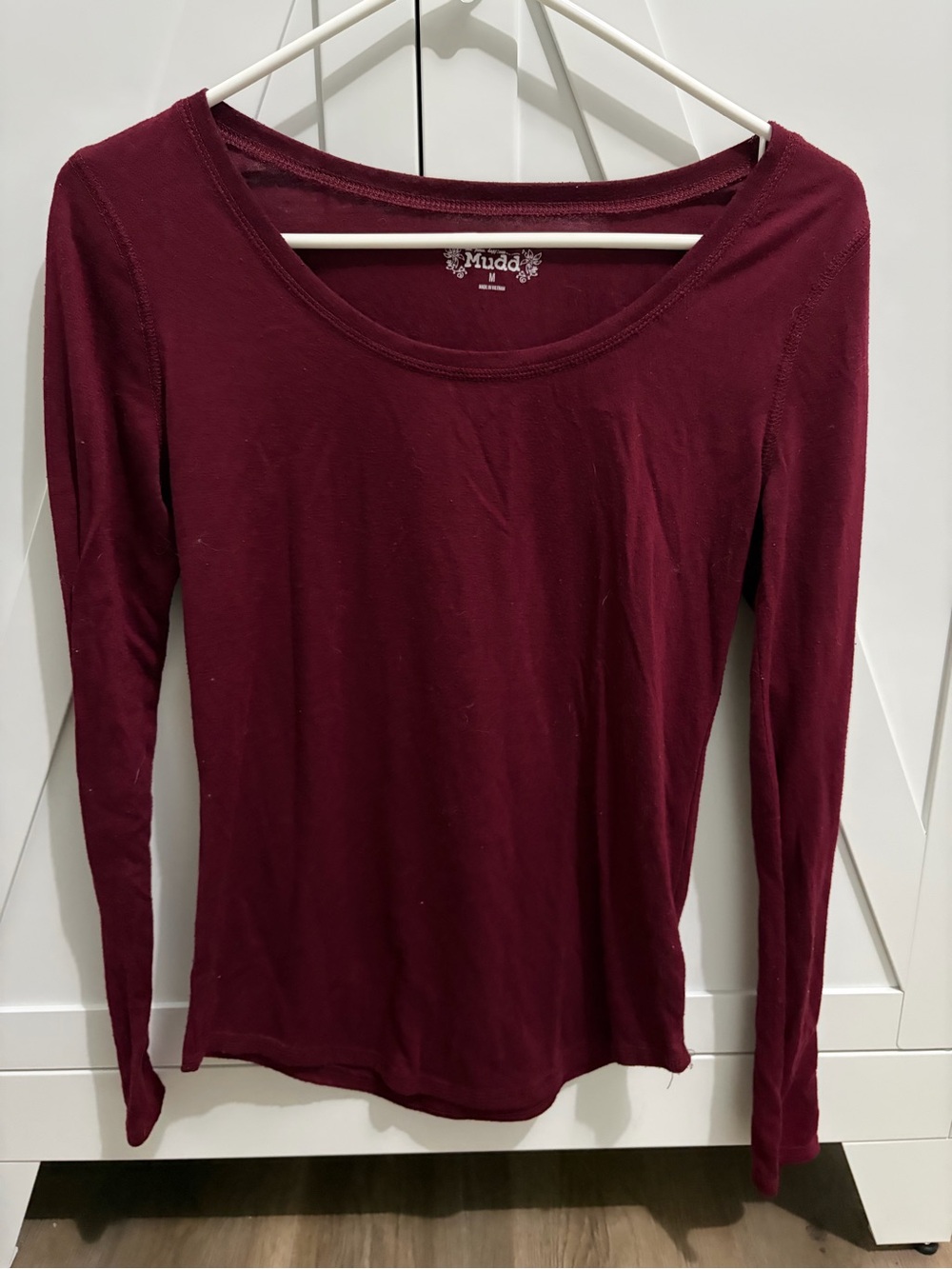 Mudd Long Sleeve Scoop Neck Top - Wine